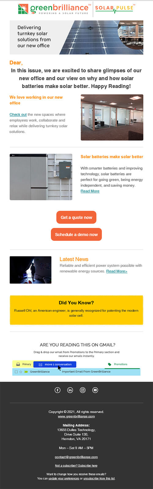 Delivering turnkey solar solutions from our new office