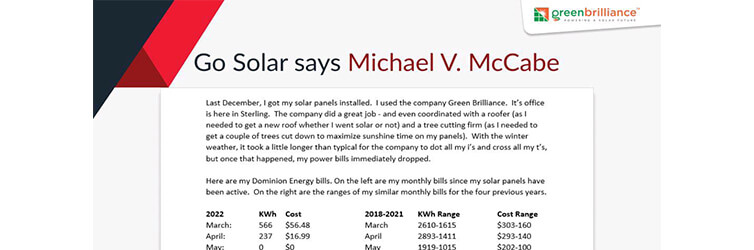 GreenBrilliance customer, Michael McCabe’s motivates one and all to go solar